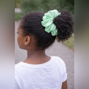 3 Mint Green Hair Scrunchie. Large